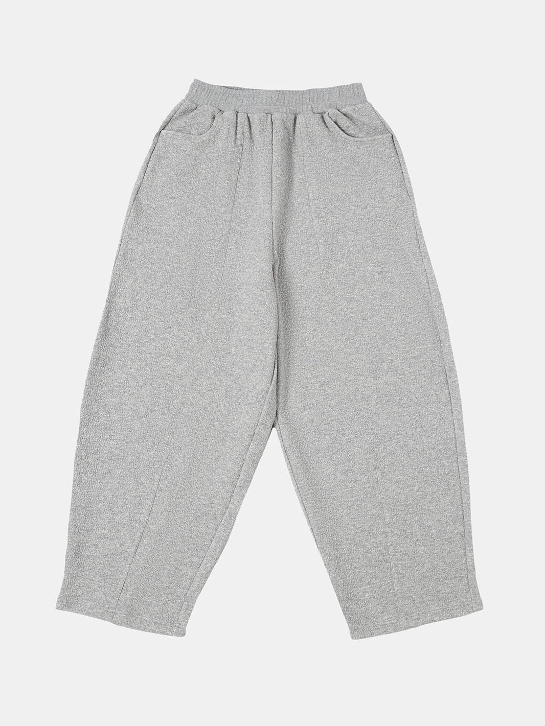 380 GSM COZY BAGGY BUBBLE 'FLOWER GRAY' STRAIGHT PANTS