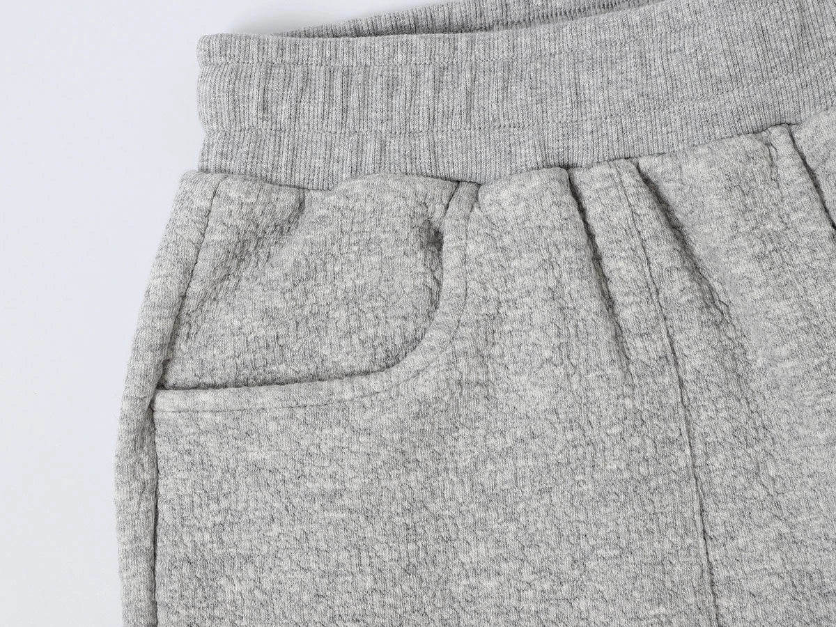 380 GSM COZY BAGGY BUBBLE 'FLOWER GRAY' STRAIGHT PANTS