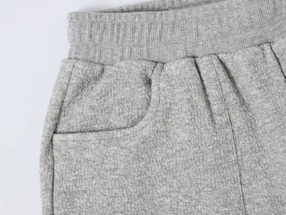 380 GSM COZY BAGGY BUBBLE 'FLOWER GRAY' STRAIGHT PANTS