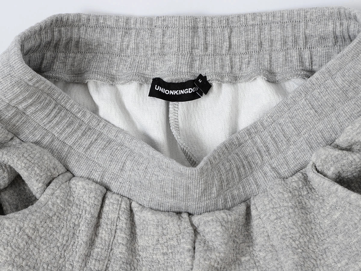 380 GSM COZY BAGGY BUBBLE 'FLOWER GRAY' STRAIGHT PANTS