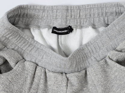 380 GSM COZY BAGGY BUBBLE 'FLOWER GRAY' STRAIGHT PANTS