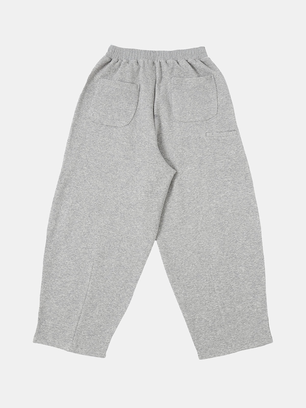 380 GSM COZY BAGGY BUBBLE 'FLOWER GRAY' STRAIGHT PANTS