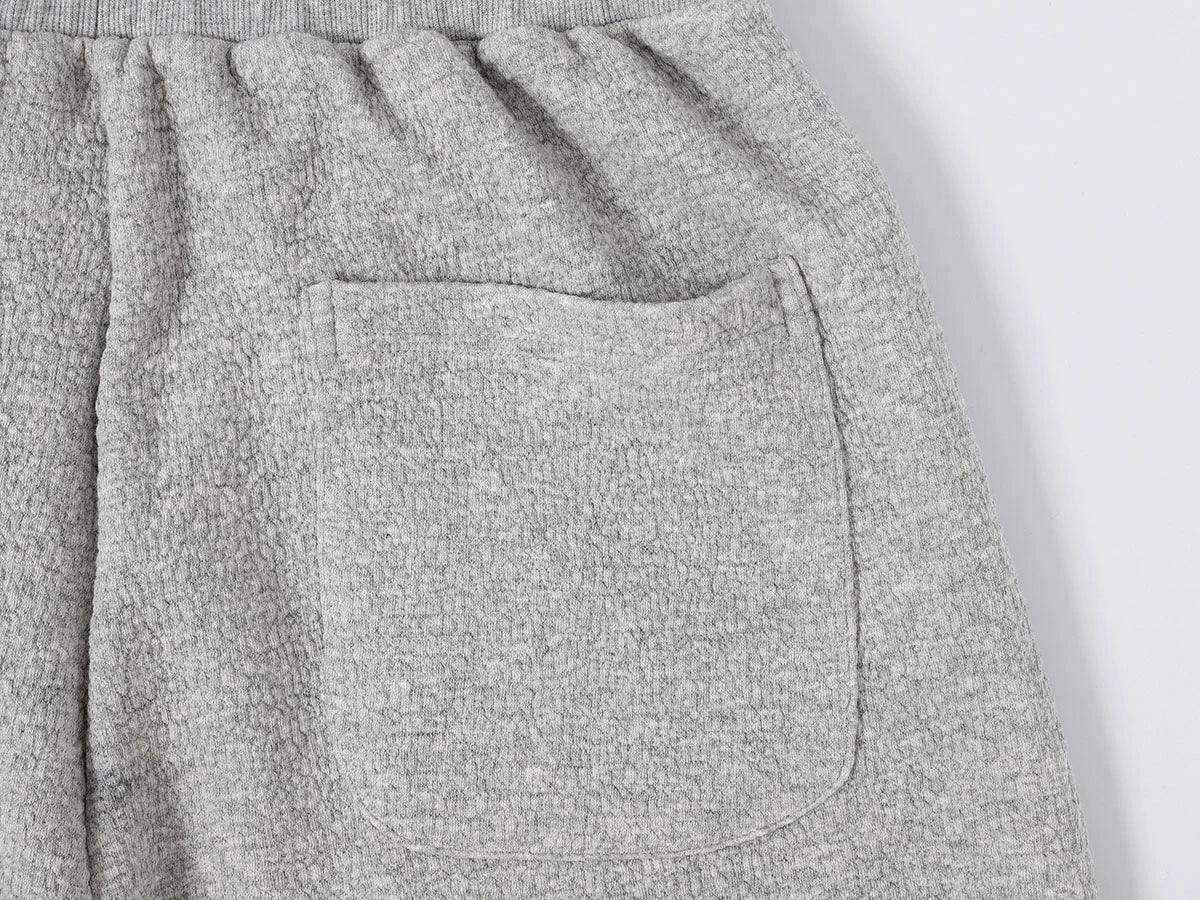 380 GSM COZY BAGGY BUBBLE 'FLOWER GRAY' STRAIGHT PANTS