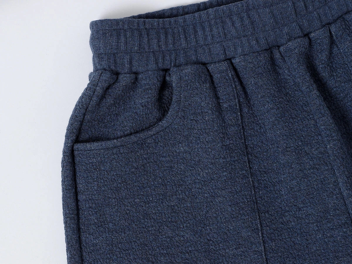 380 GSM COZY BAGGY BUBBLE 'DENIM BLUE'  STRAIGHT PANTS