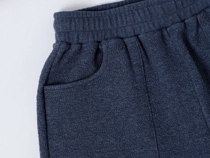 380 GSM COZY BAGGY BUBBLE 'DENIM BLUE'  STRAIGHT PANTS