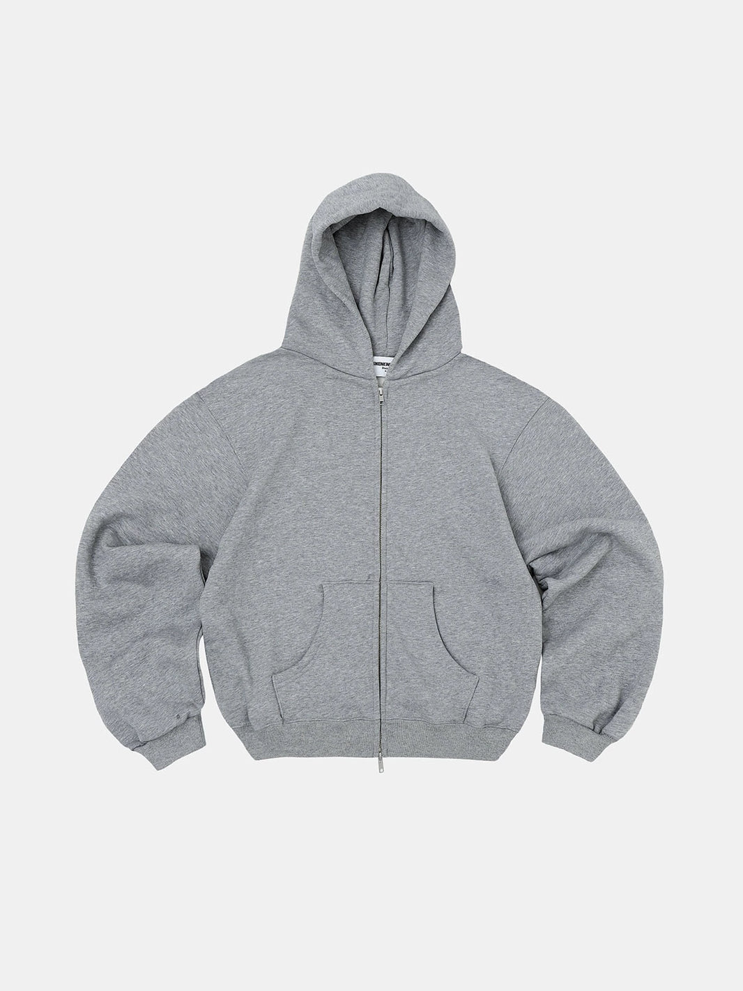 480 GSM  FLEECE CROPPED FIT 'FLOWER GRAY' ZIP-UP HOODIE
