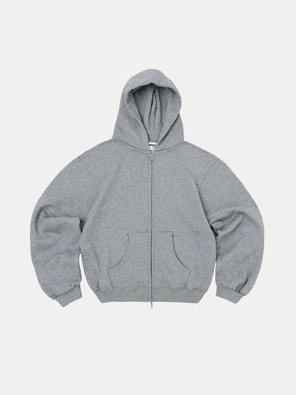 480 GSM  FLEECE CROPPED FIT 'FLOWER GRAY' ZIP-UP HOODIE