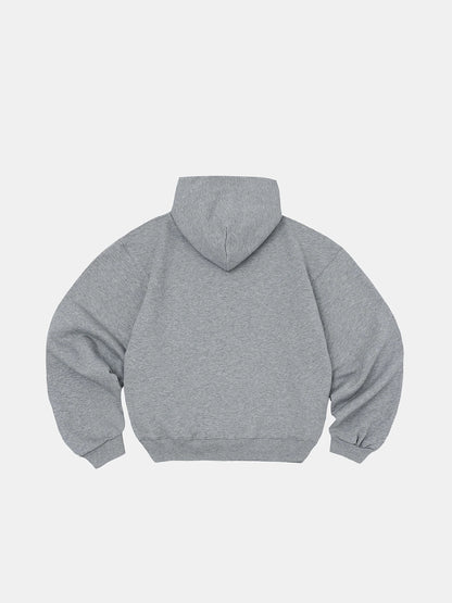 480 GSM  FLEECE CROPPED FIT 'FLOWER GRAY' ZIP-UP HOODIE