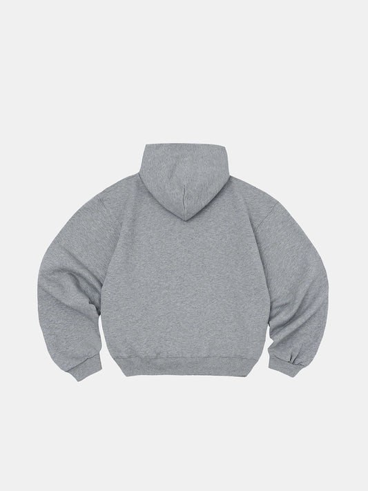 480 GSM  FLEECE CROPPED FIT 'FLOWER GRAY' ZIP-UP HOODIE