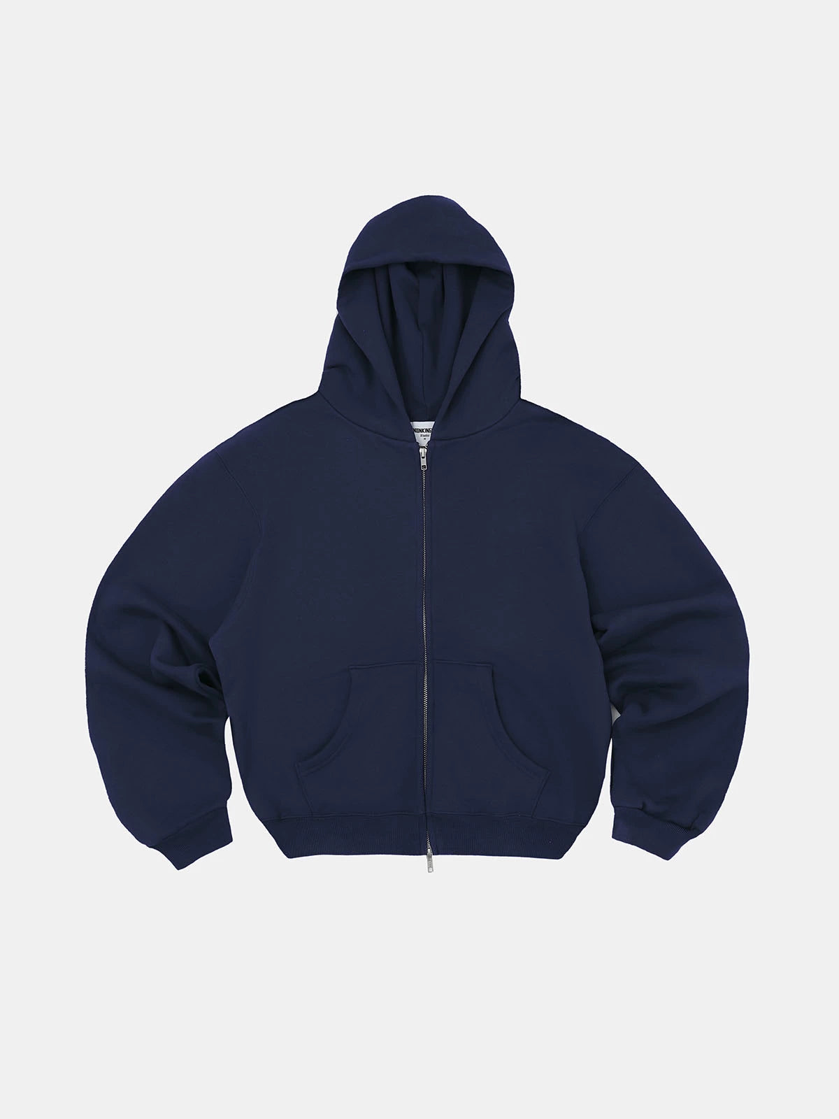 480 GSM  FLEECE CROPPED FIT 'NAVY BLUE' ZIP-UP HOODIE
