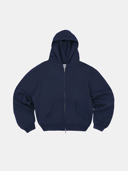 480 GSM  FLEECE CROPPED FIT 'NAVY BLUE' ZIP-UP HOODIE