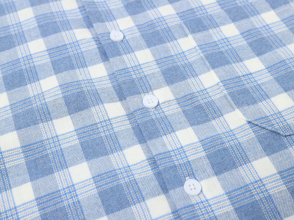 BOXY CROPPED FIT PLAID FLANNEL SHIRT