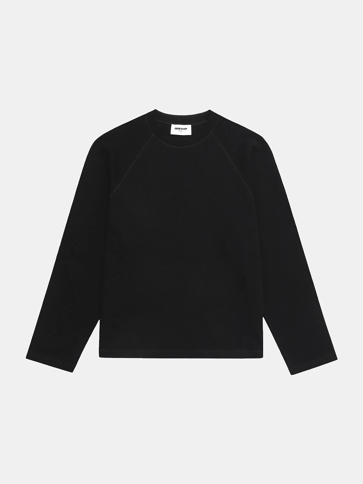 380 GSM WAFFLE WEAVE 'BLACK' LONG SLEEVE