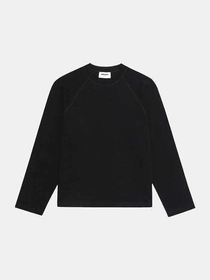 380 GSM WAFFLE WEAVE 'BLACK' LONG SLEEVE