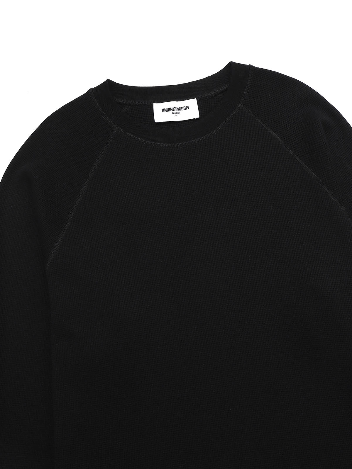 380 GSM WAFFLE WEAVE 'BLACK' LONG SLEEVE