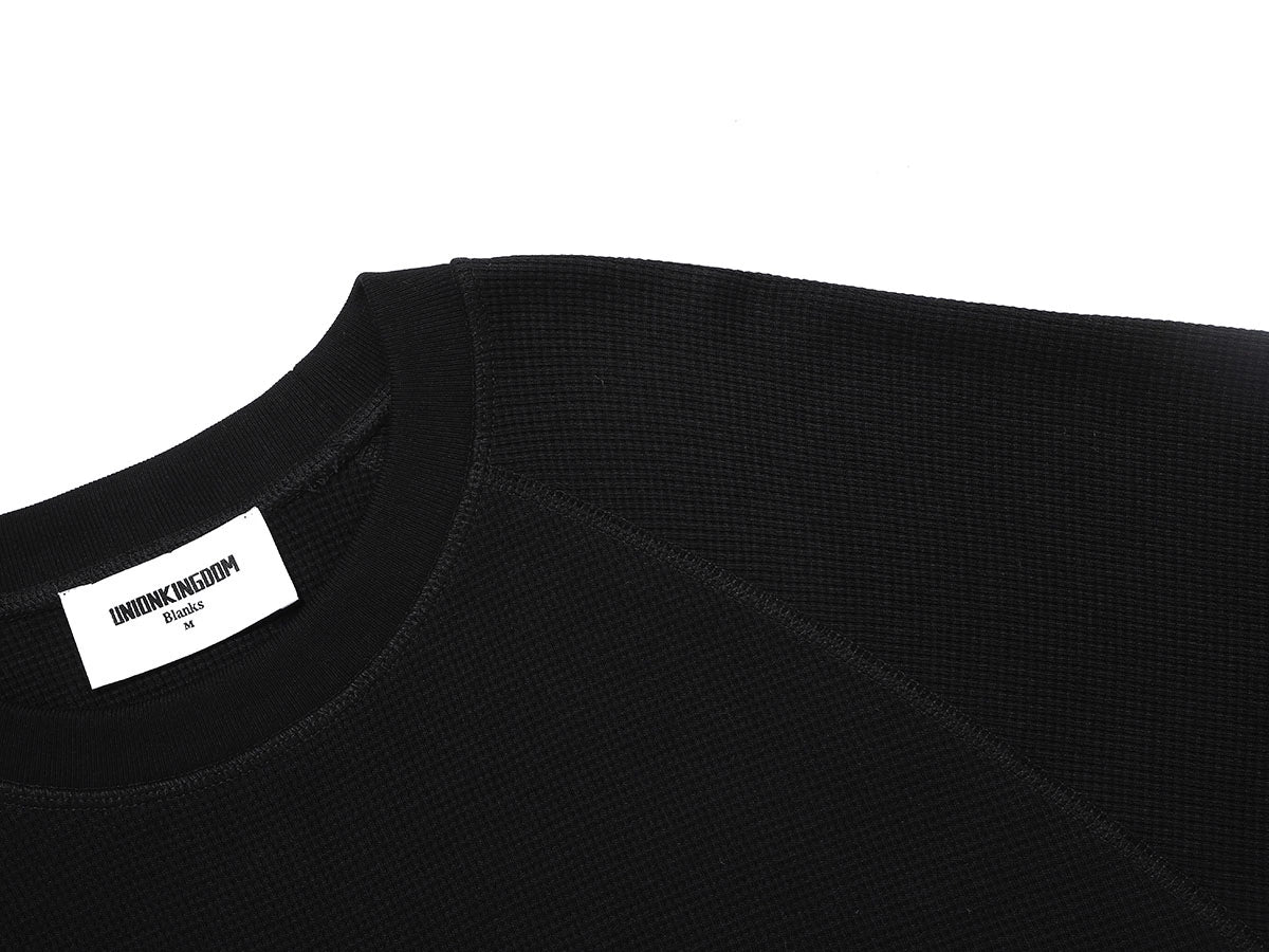 380 GSM WAFFLE WEAVE 'BLACK' LONG SLEEVE