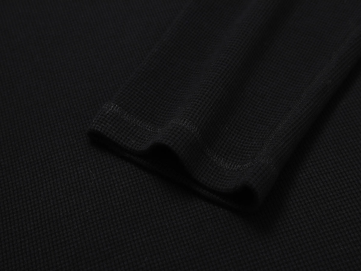 380 GSM WAFFLE WEAVE 'BLACK' LONG SLEEVE