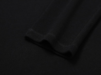 380 GSM WAFFLE WEAVE 'BLACK' LONG SLEEVE