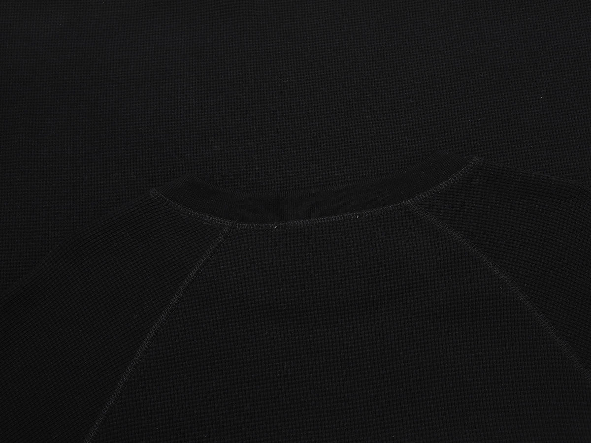 380 GSM WAFFLE WEAVE 'BLACK' LONG SLEEVE
