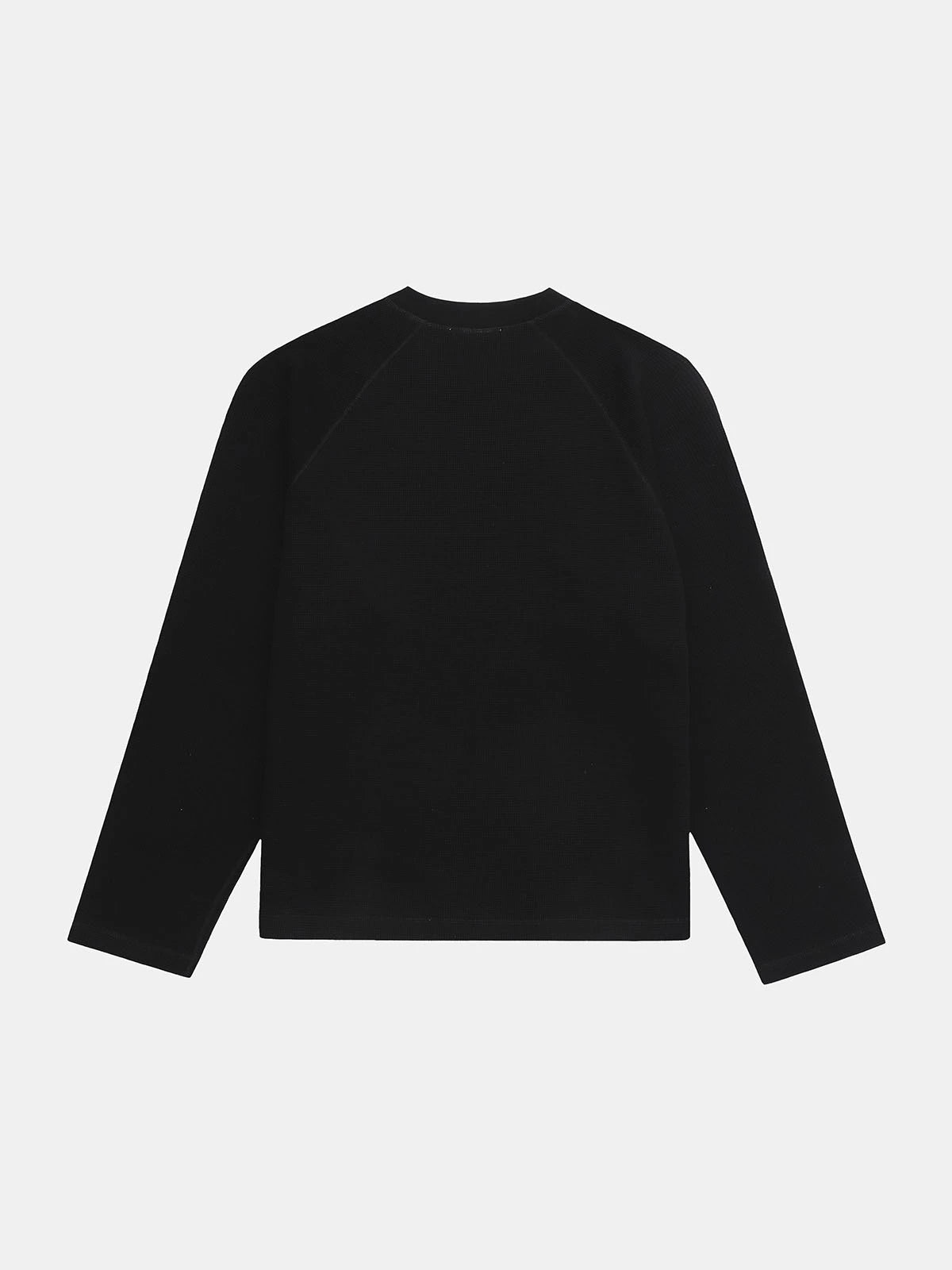 380 GSM WAFFLE WEAVE 'BLACK' LONG SLEEVE