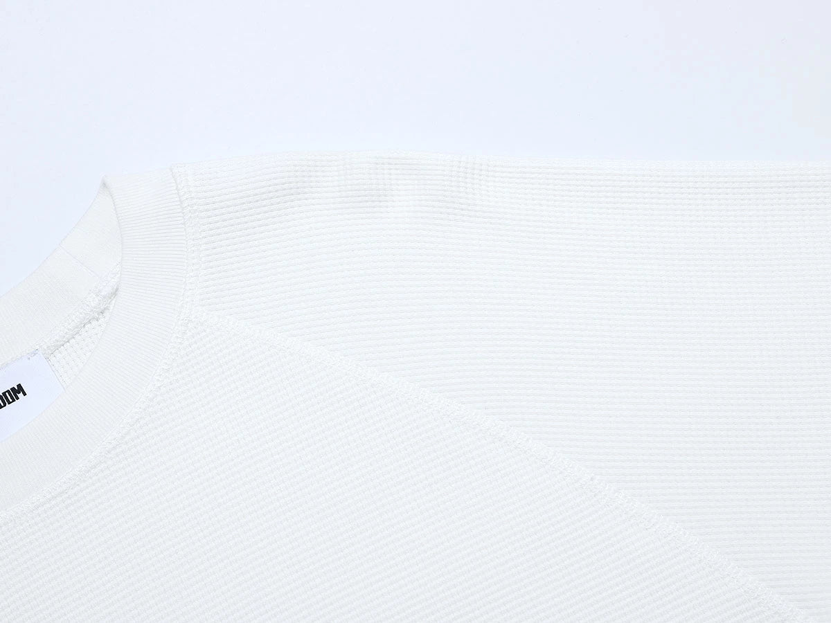 380 GSM WAFFLE WEAVE 'WHITE' LONG SLEEVE