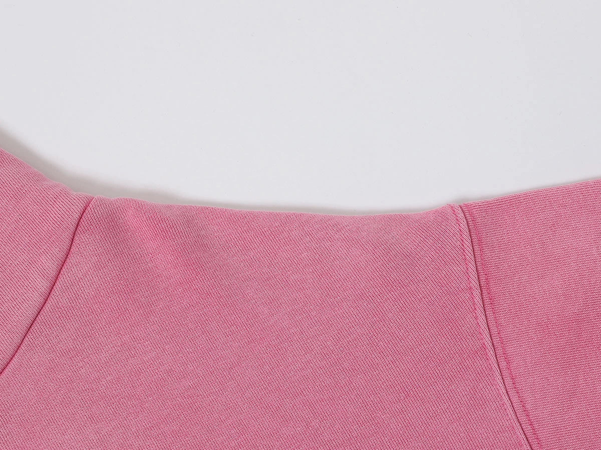 480 GSM BOXY CROPPED FIT 'WASHED PINK' ZIP-UP HOODIE