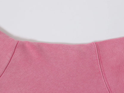 480 GSM BOXY CROPPED FIT 'WASHED PINK' ZIP-UP HOODIE