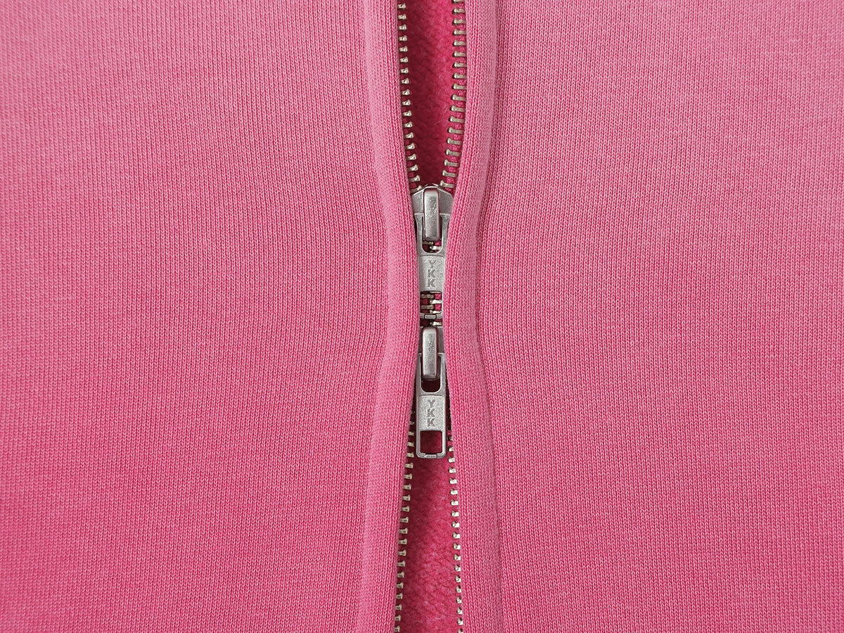 480 GSM BOXY CROPPED FIT 'WASHED PINK' ZIP-UP HOODIE