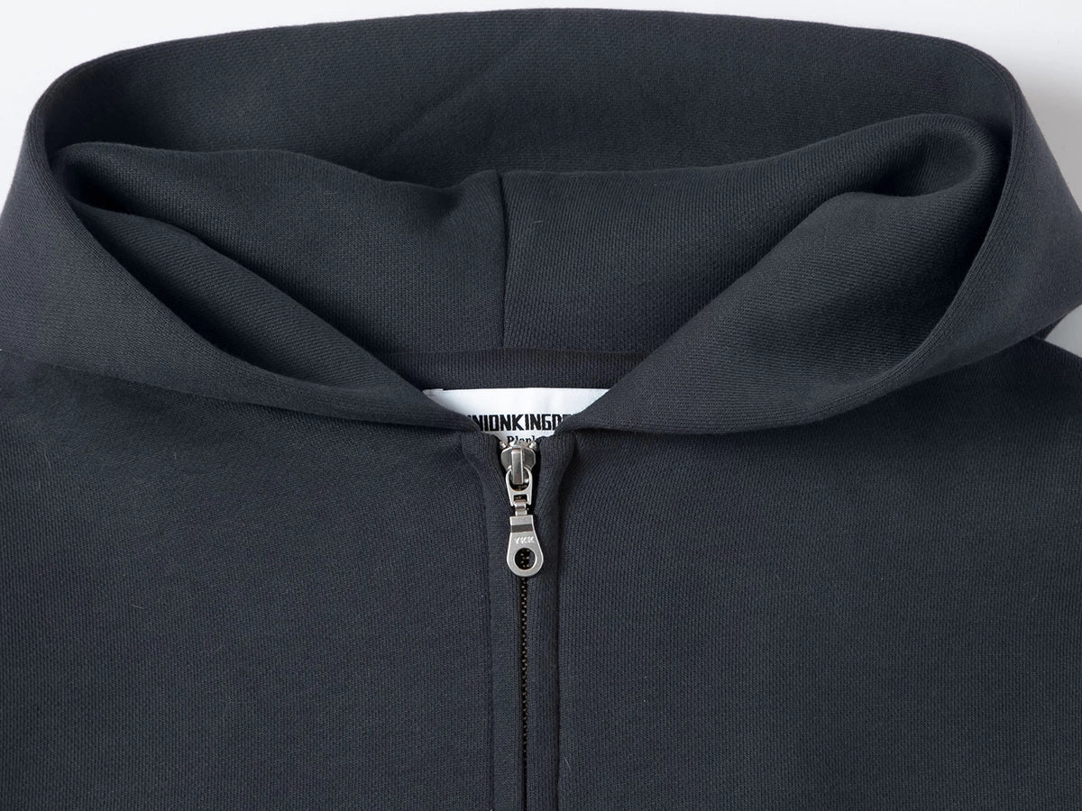 630 GSM BOXY CROPPED FIT 'STONE COAL' ZIP-UP HOODIE