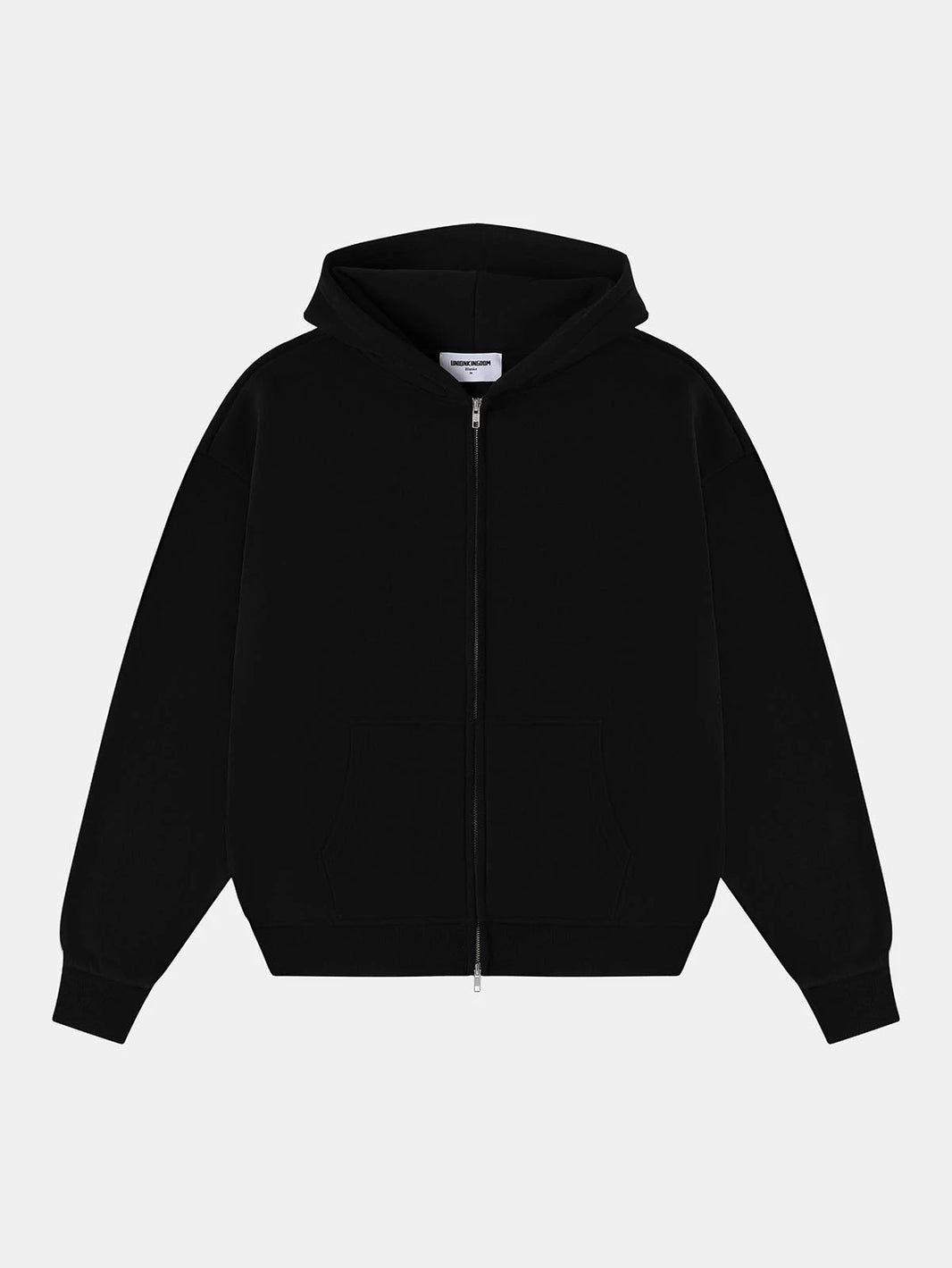 360 GSM CROPPED FIT 'BLACK' ZIP-UP HOODIE