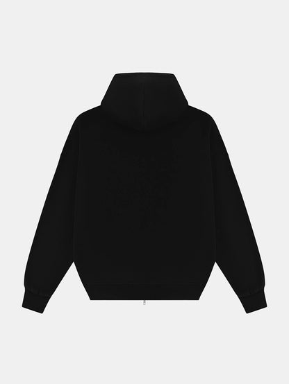 360 GSM CROPPED FIT 'BLACK' ZIP-UP HOODIE