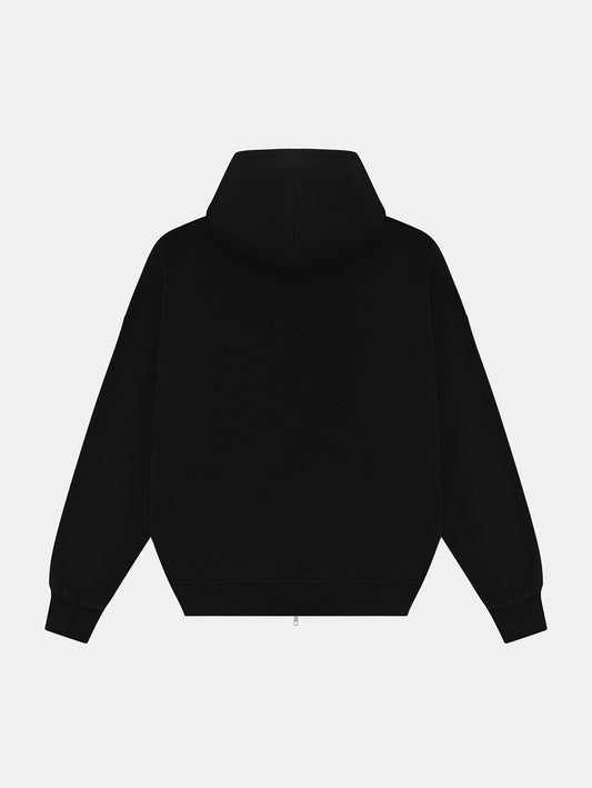 360 GSM CROPPED FIT 'BLACK' ZIP-UP HOODIE