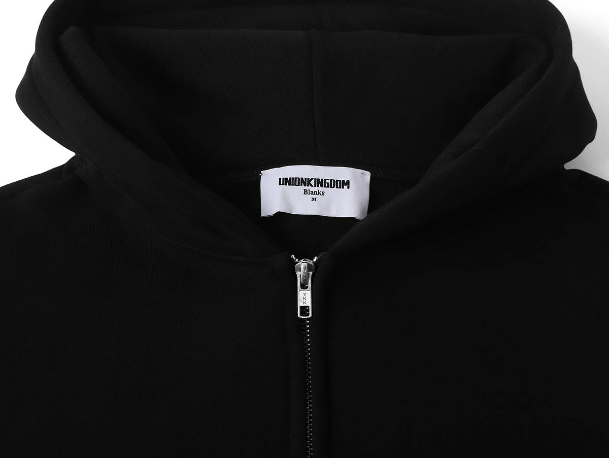 360 GSM CROPPED FIT 'BLACK' ZIP-UP HOODIE