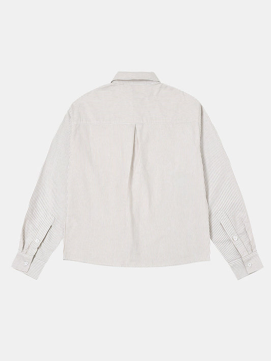 BOXY CROPPED 'BEIGE' STRIPED LONG-SLEEVE SHIRT