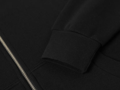 520 GSM BOXY CROPPED FIT 'BLACK' ZIP-UP HOODIE