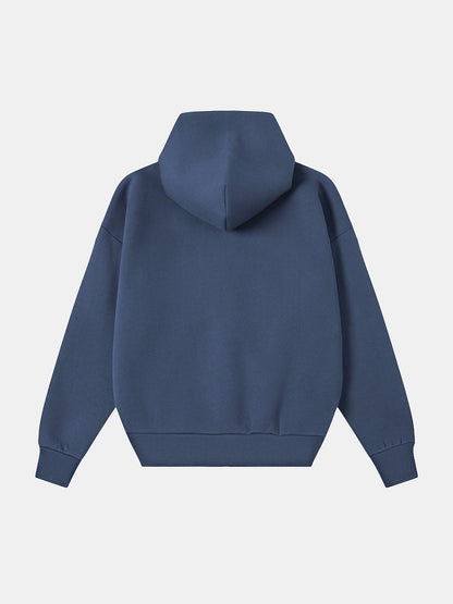 630 GSM BOXY CROPPED FIT 'GRAY BLUE' ZIP-UP HOODIE