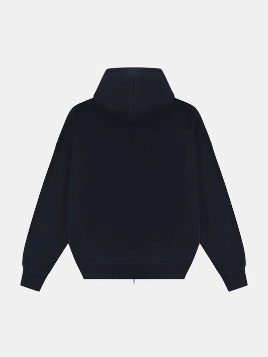 360 GSM CROPPED FIT 'NAVY BLUE' ZIP-UP HOODIE