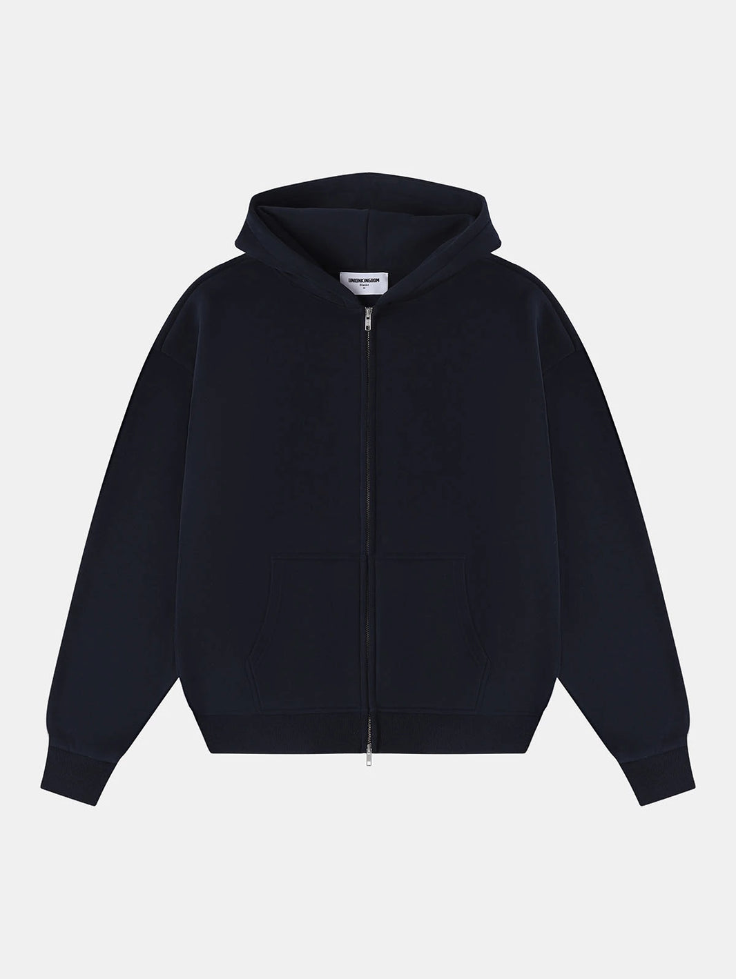 360 GSM CROPPED FIT 'NAVY BLUE' ZIP-UP HOODIE