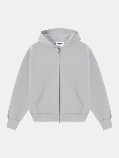 630 GSM BOXY CROPPED FIT 'ARCTIC GRAY' ZIP-UP HOODIE