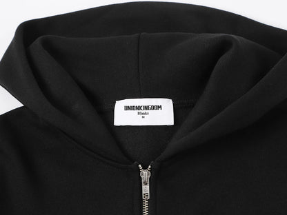 520 GSM BOXY CROPPED FIT 'BLACK' ZIP-UP HOODIE