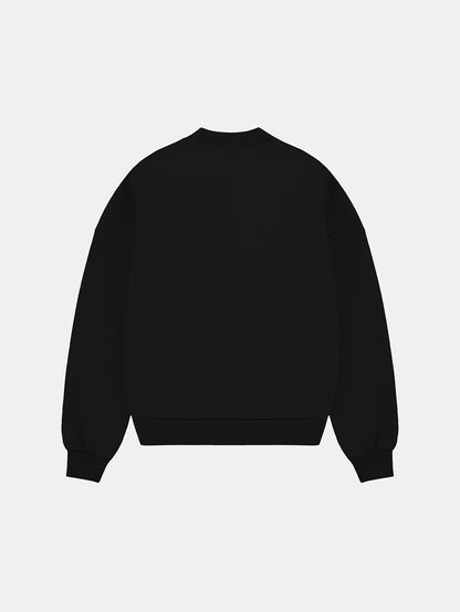 630 GSM BOXY CROPPED FIT 'BLACK' CREWNECK
