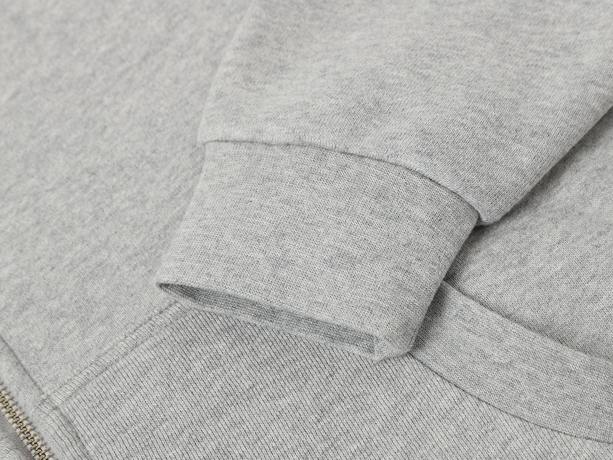 520 GSM BOXY CROPPED FIT 'FLOWER GRAY' ZIP-UP HOODIE