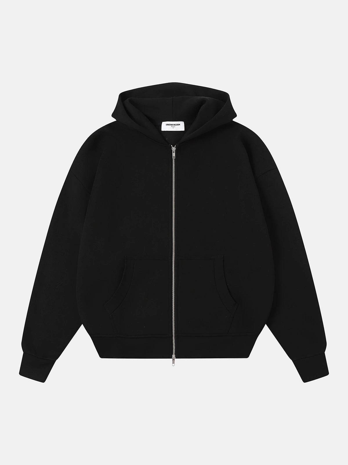 520 GSM BOXY CROPPED FIT 'BLACK' ZIP-UP HOODIE