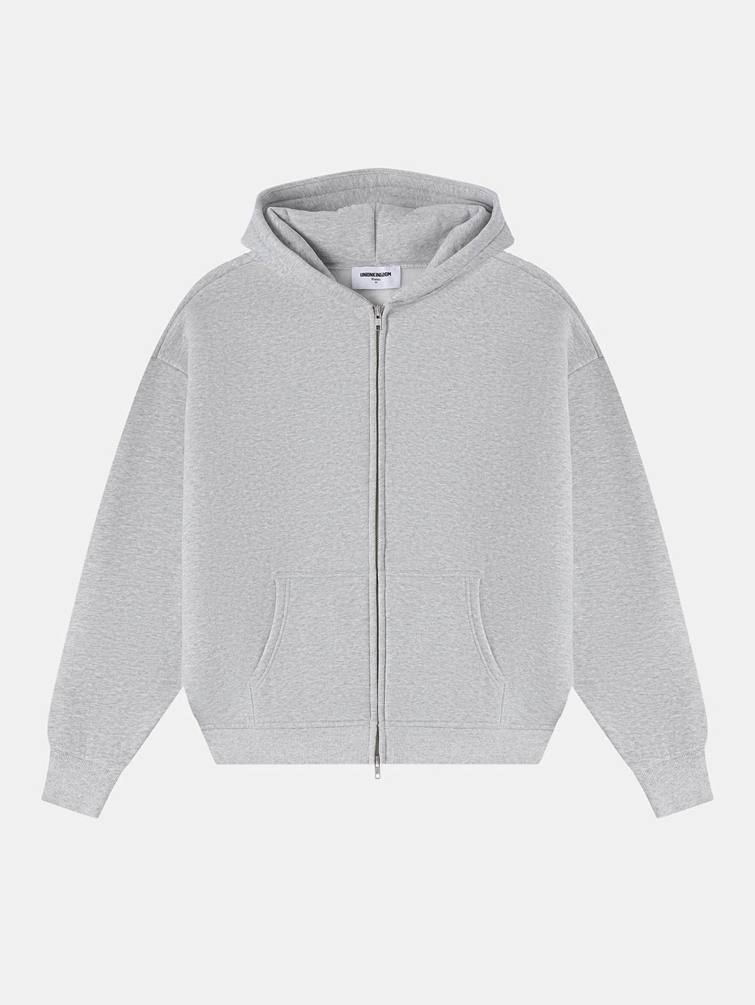 360 GSM CROPPED FIT 'FLOWER GRAY' ZIP-UP HOODIE