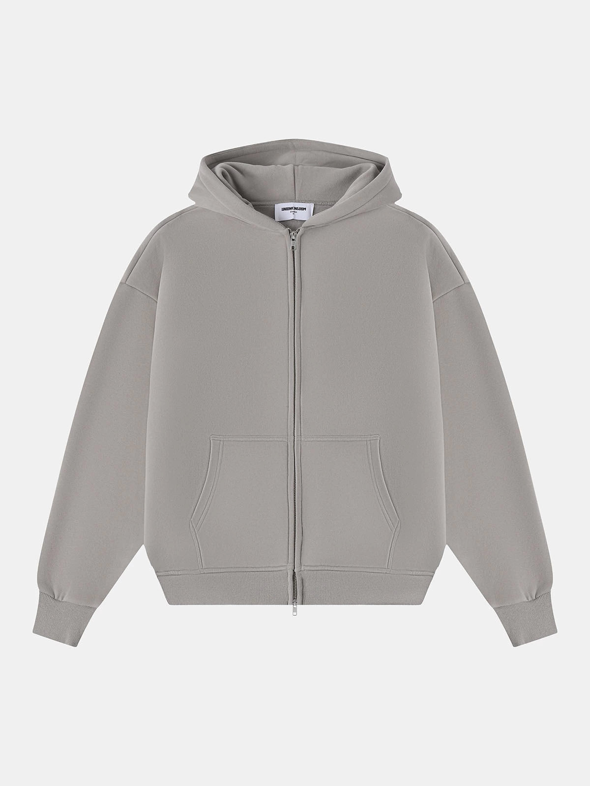 360 GSM CROPPED FIT 'SILVER GRAY' ZIP-UP HOODIE