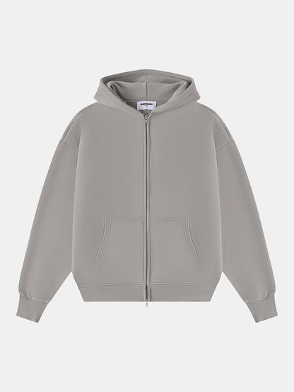 360 GSM CROPPED FIT 'SILVER GRAY' ZIP-UP HOODIE