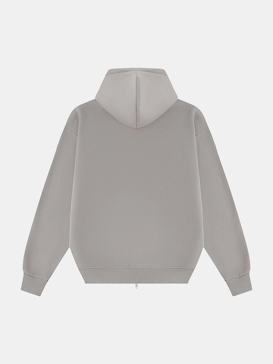 360 GSM CROPPED FIT 'SILVER GRAY' ZIP-UP HOODIE