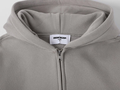 360 GSM CROPPED FIT 'SILVER GRAY' ZIP-UP HOODIE