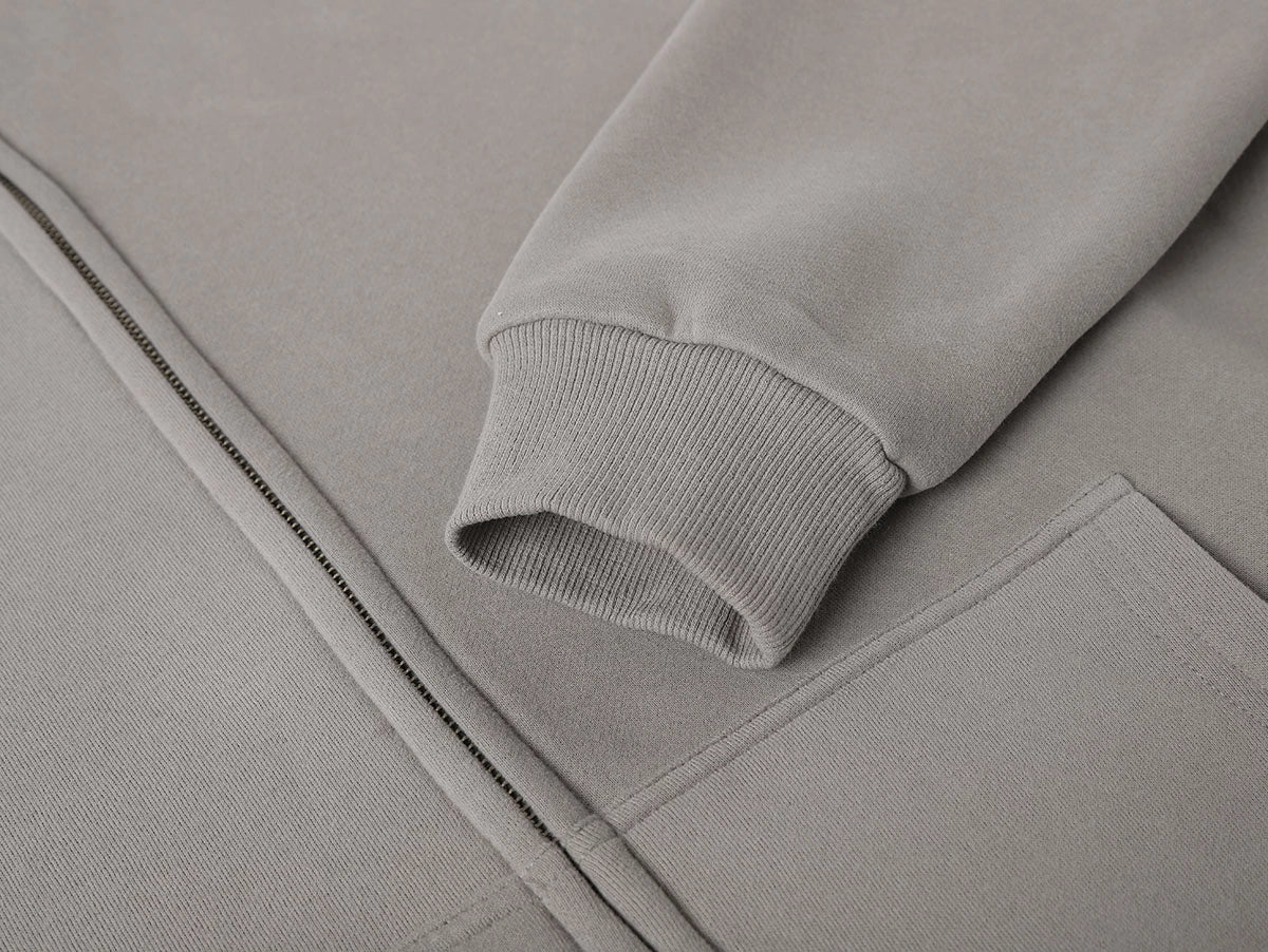 360 GSM CROPPED FIT 'SILVER GRAY' ZIP-UP HOODIE
