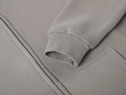360 GSM CROPPED FIT 'SILVER GRAY' ZIP-UP HOODIE